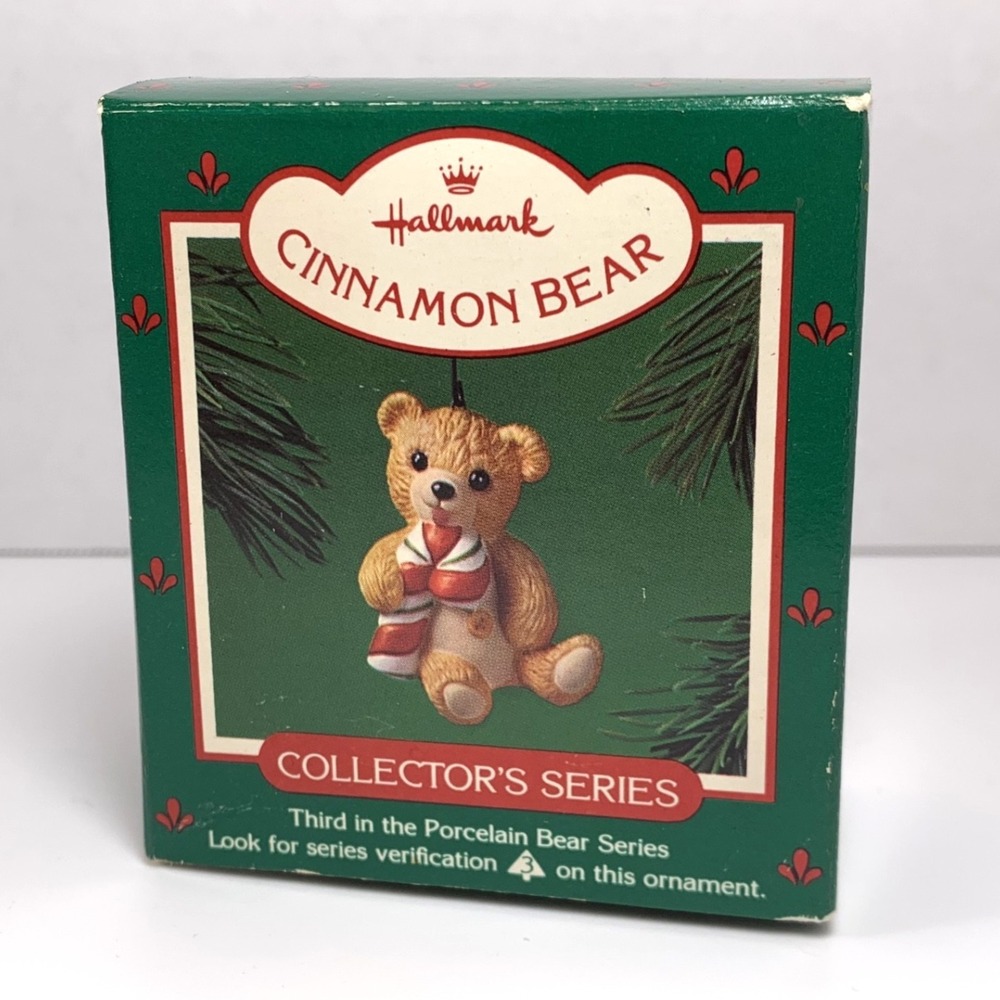 Hallmark‎ 1985 Vintage Cinnamon Bear Candy Cane Ornament 3rd in series NIB